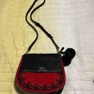 Kate Spade Byrne Street - Byrdie Embellished Leather & Wool Saddle Bag